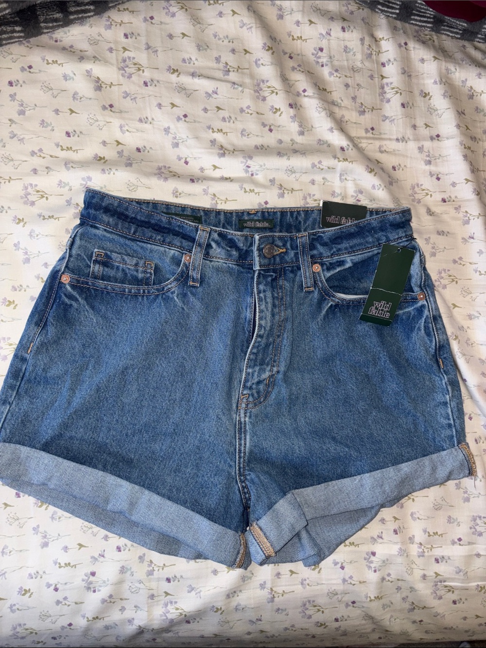 wild fable Blue Rolled Hem Denim Shorts